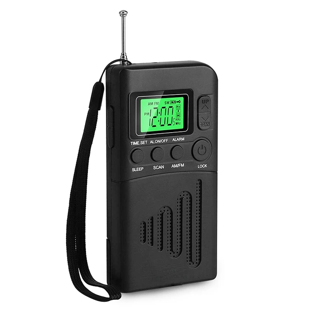 

Mini Radio Handheld AM FM Dual Band Stereo Pocket Radio Receiver with LED Display Speaker Alarm Clock Pocket Radio