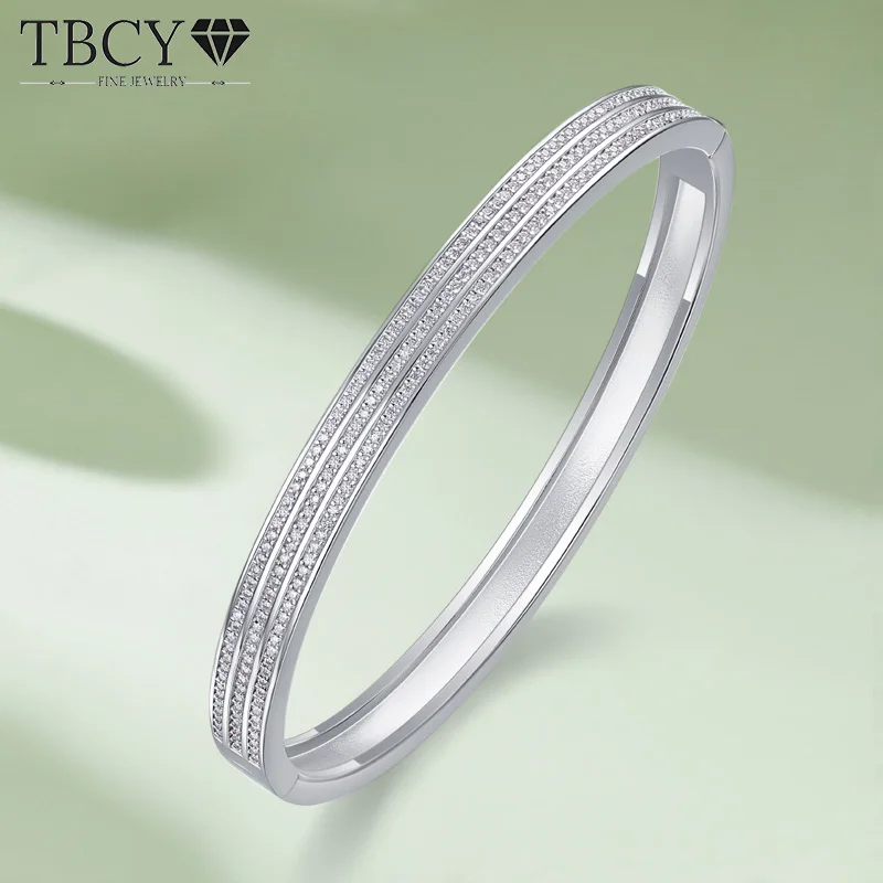 Женский браслет из муассанита TBCYD серебро 925 пробы со сверкающими бриллиантами