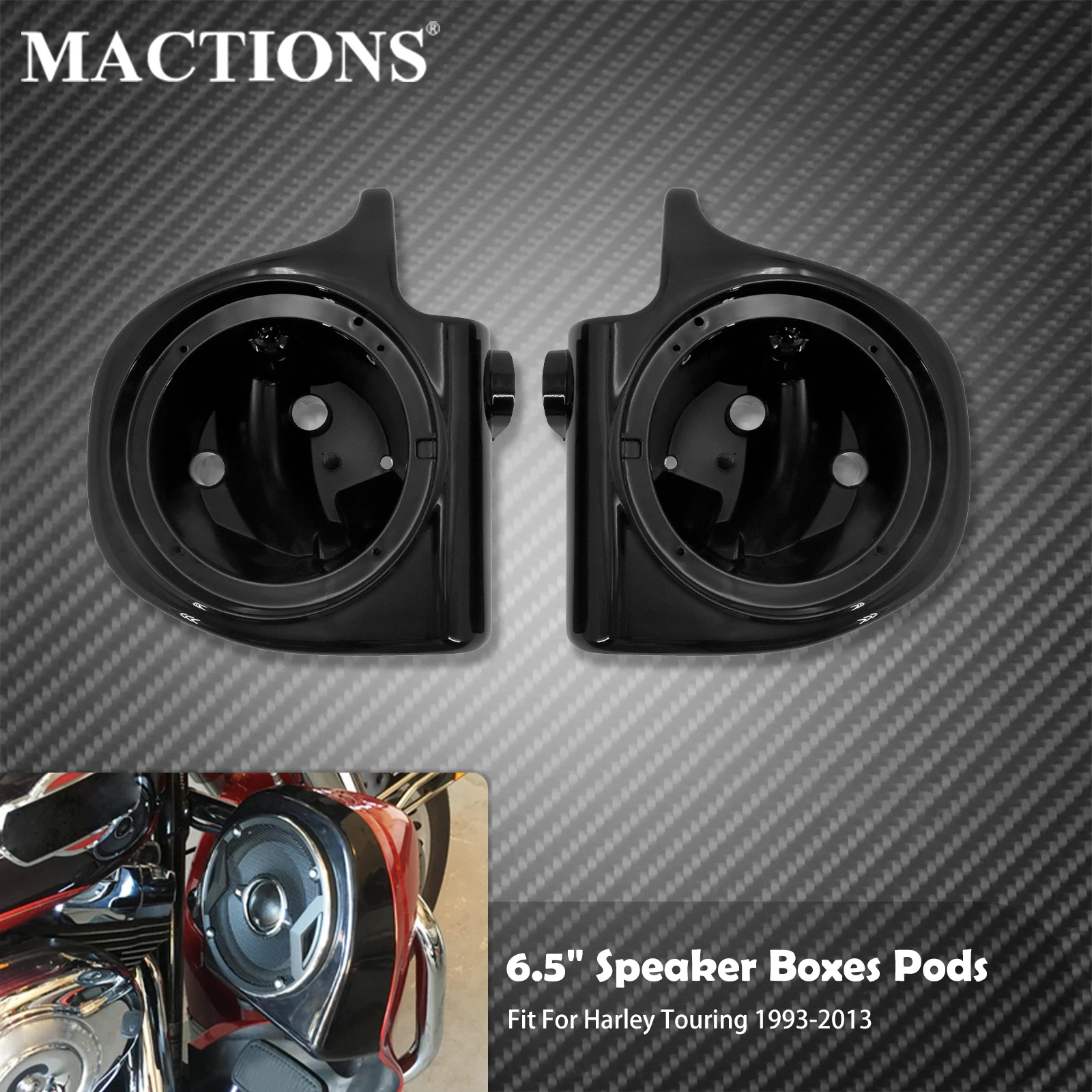 

Коробочки для динамиков мотоцикла 6,5 дюйма, черные коробочки для динамиков с вентиляционными отверстиями для Harley Touring Electra Street Glide FLHR 1993-2013