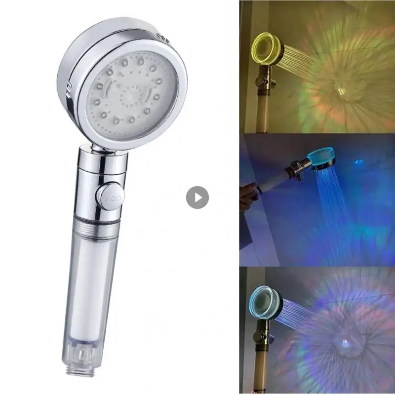 

LED Color Hand Shower Head Water Saving Filter High Pressure Rainfall Nozzle Spa Rain Adjustable Bathroom Showerhead Sets