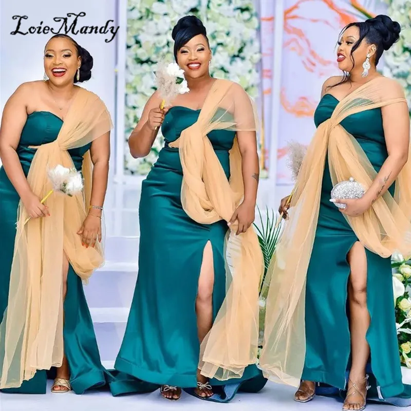 

Милая Русалка, длинное официальное черное платье для свадебной вечеринки для девушек с разрезом сбоку, горничная Honor