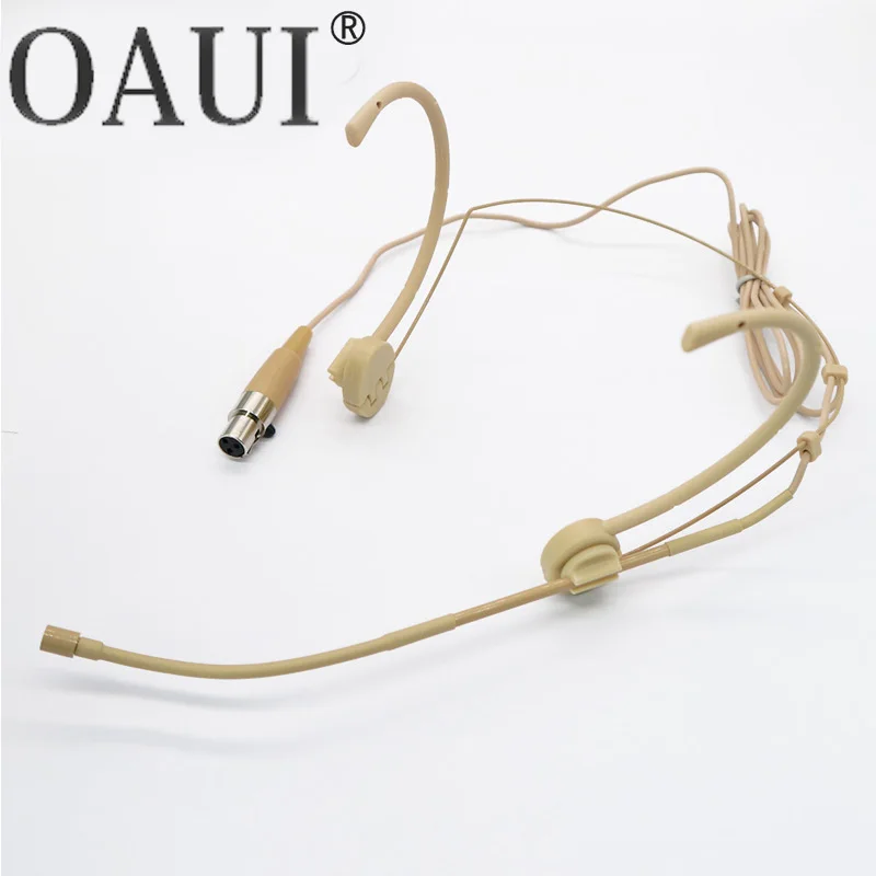 

Beige Head Wearing Headset Headworn Conference Microphone Foldable ears Hook For AKG Samson Gemini Wireless BodyPack Transmitter