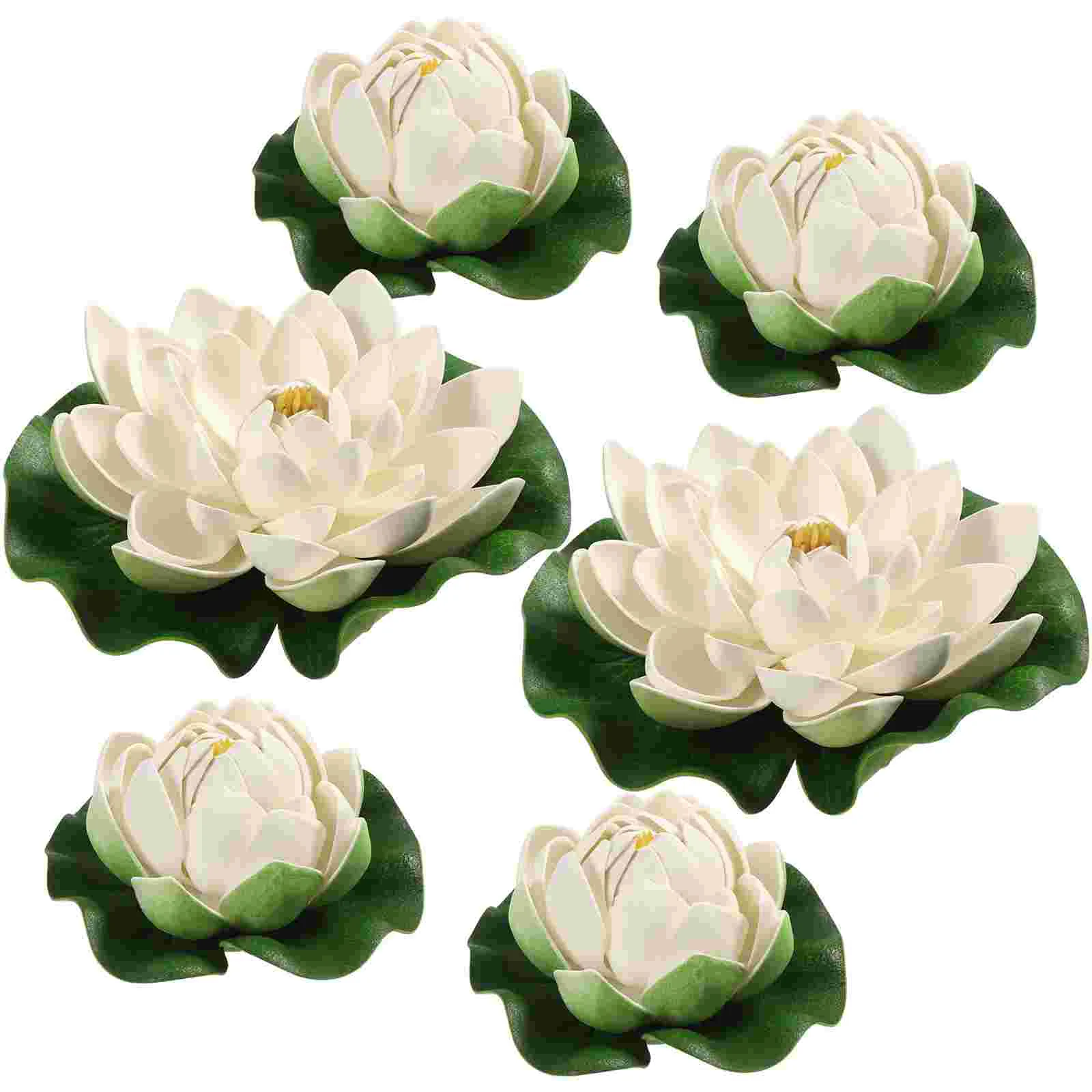 

6PCS Artificial Floating Flowers Decor for Ponds Artificial Water Pads for Patio Pond Pool Aquarium Home Garden Wedding