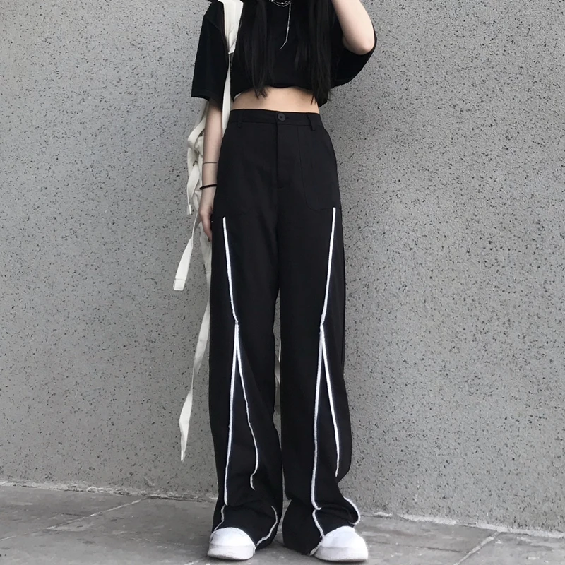 

Trousers Spring and Autumn High-waist Straight Suit Loose Wide-leg Pants Women's Clothing Black Casual Trousers Harajuku Long