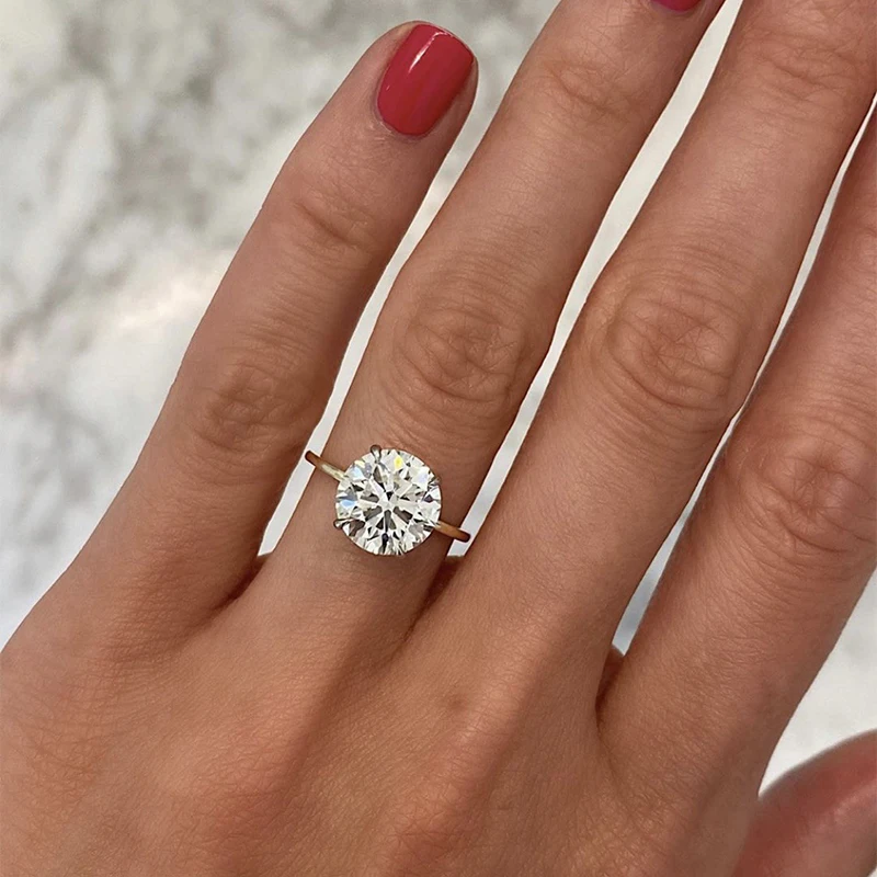 

Trendy Classic Double Color Round Zircon Wedding Promise Rings For Women Female Bride Jewelry Engagement Valentine Party Gifts