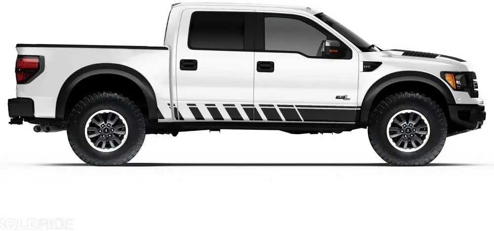 

Factory Crafts Strobe Rocker Panel Graphics Kit 3M Vinyl Decal Wrap Compatible with Ford Raptor 20102014 Matte Black
