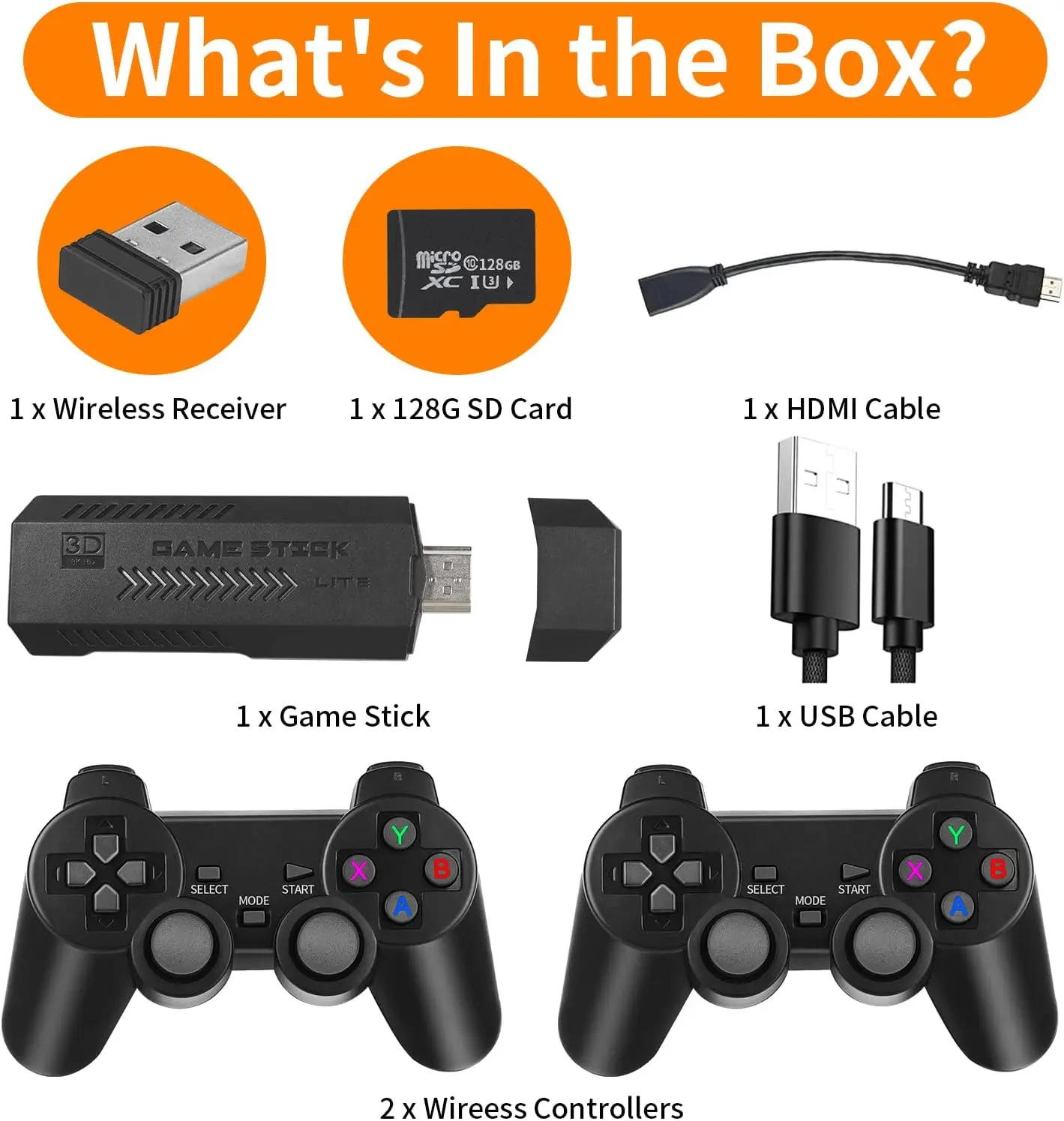 Беспроводная ТВ Ретро игровая консоль 128G 40000 игр HD выход беспроводные геймпады X2