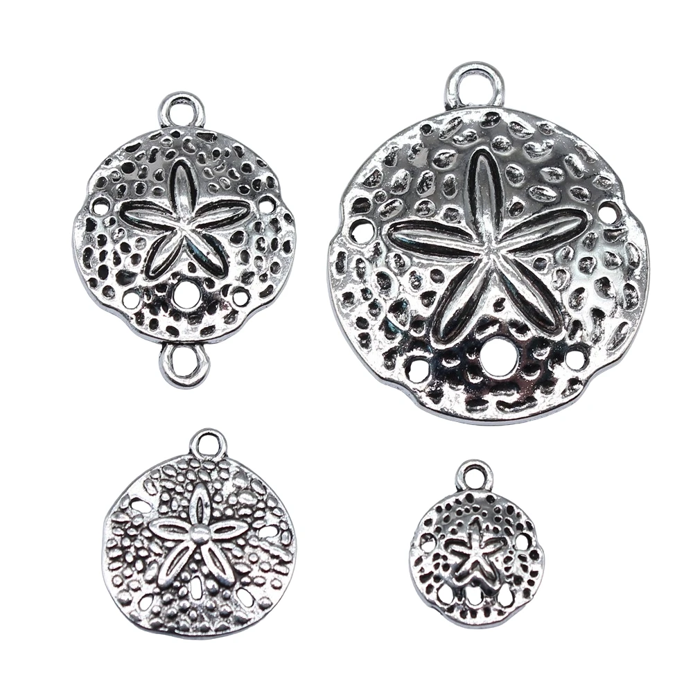 10pcs Sand Dollar Starfish Sea Urchin Charms Pendants DIY Metal Bracelet Necklace Jewelry Findings