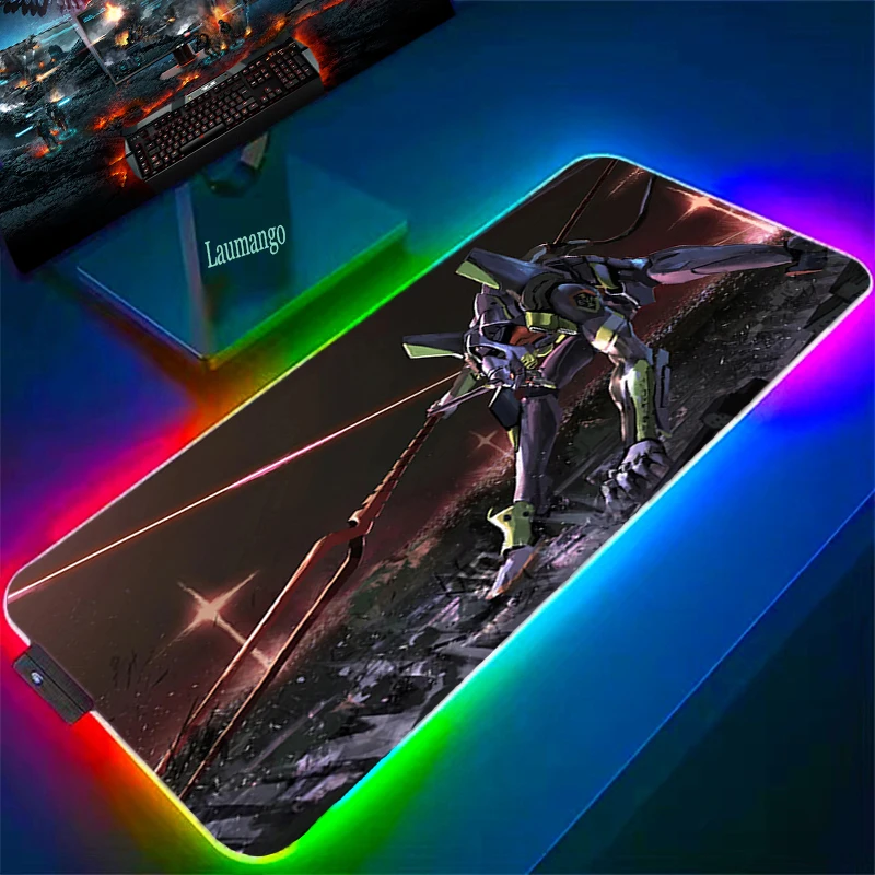 

RGB Gaming Computer Accessories Anime Large Xxl Mouse Pad Xxxl Evangelion Rug Deskpad Game Mats Office Accessory Gamer Keyboard