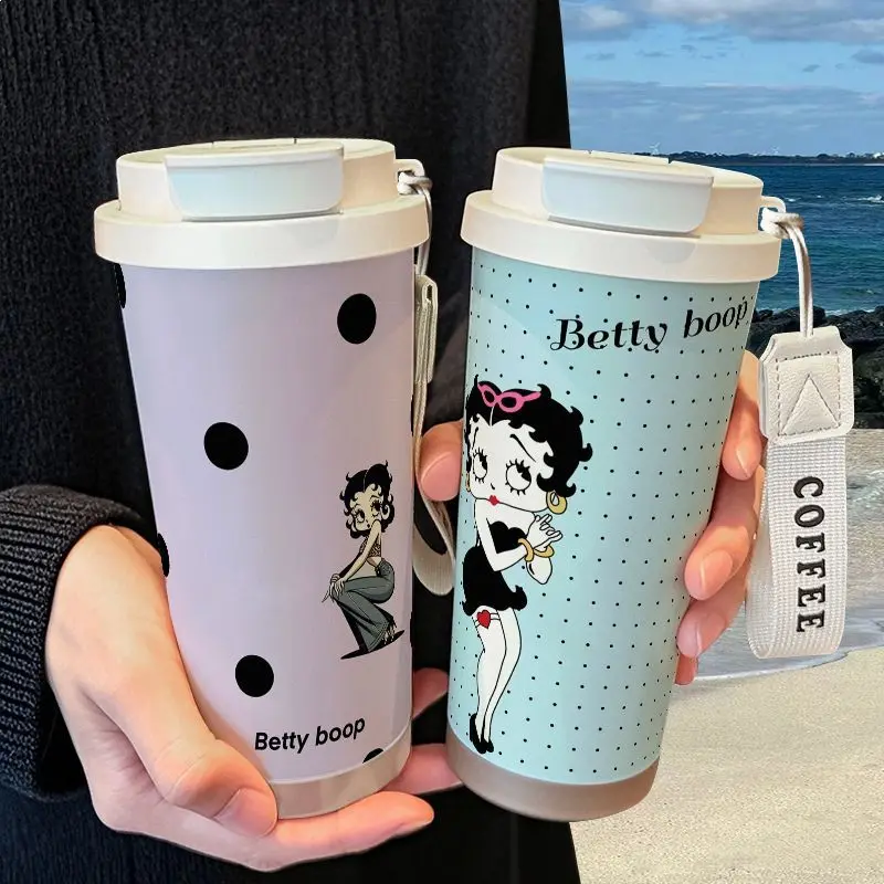 Фото Термос-кружка Kawaii Betty Boop с изображением, из нержавеющей стали 316, большой емкости, с соломинкой, для воды, автомобильная, для кофе, праздничный подарок №5