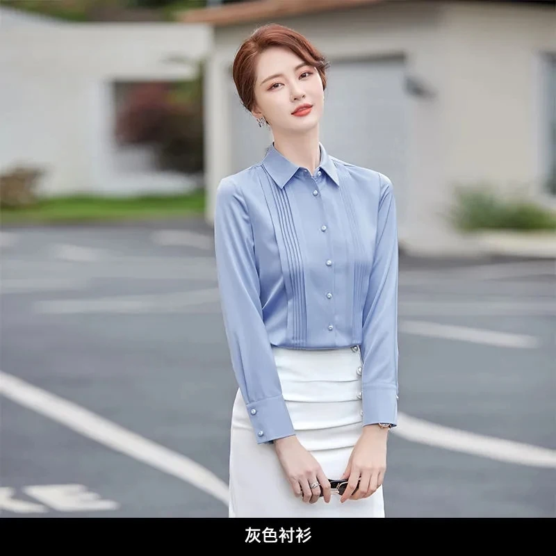 

Women's Formal Profession Temperament Blouse Spring Autumn Leisure Fashion Korean Street Long Sleeve Office Shirt Chiffon New