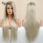 Парик CharmSource на сетке спереди, Длинные прямые светлые белые волосы, парик для повседневвечерние, для белых женщин, синтетический термостойкий