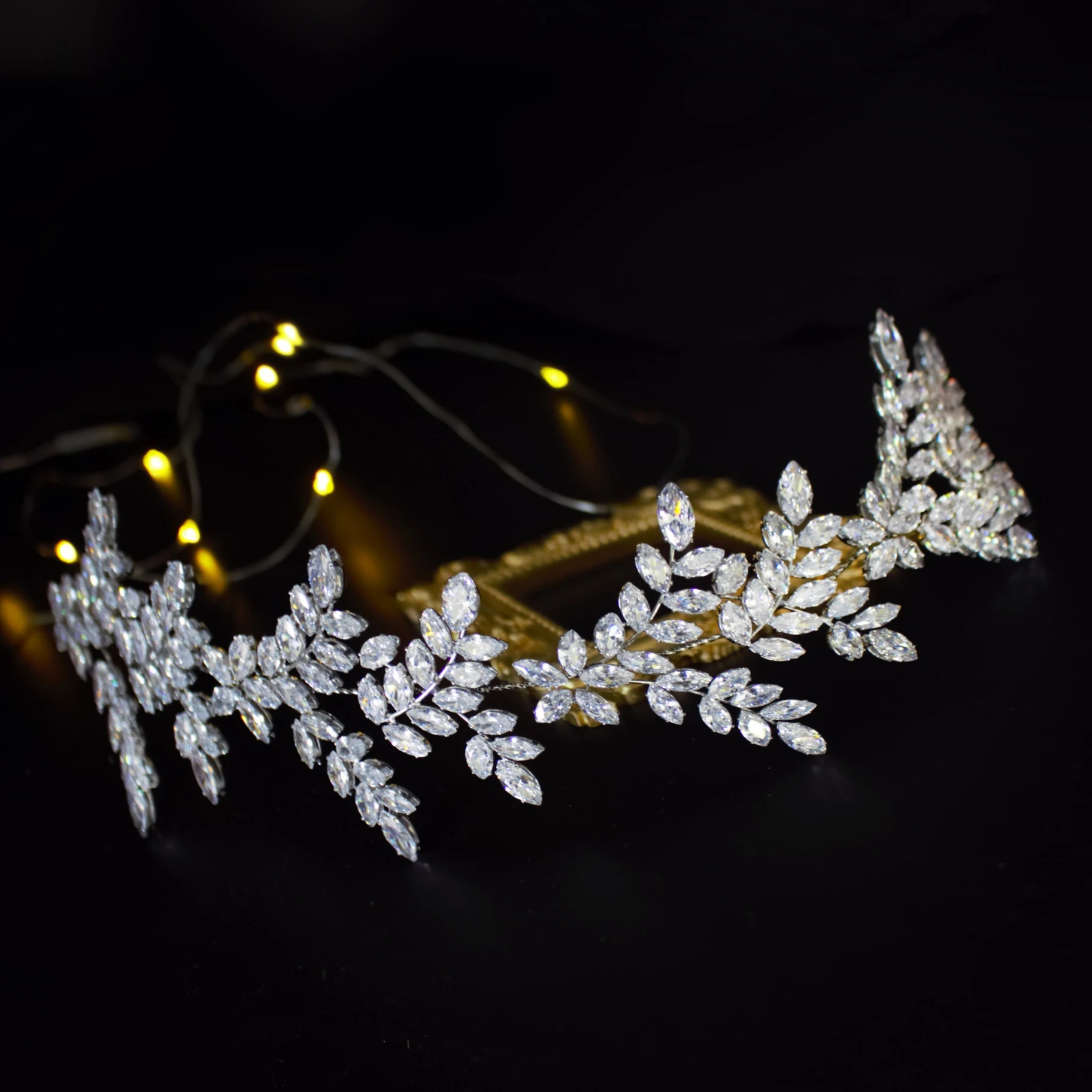 

Factory wholesale price big silver leaf handmade bridal wedding flower headpiece