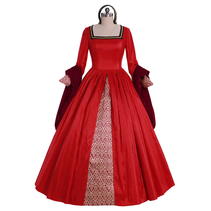 

Medieval Elizabeth Tudor Queen Red Dress Victorian Tudor Period Anne Boleyn Cosplay Costume Ball Gown Custom Made