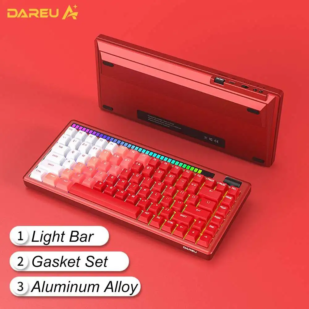 

DAREU A84 Pro механическая клавиатура с тройным режимом 84 клавиши PBT колпачки клавиш индивидуальные небесно-голубые линейные V3 переключатель Type-C...
