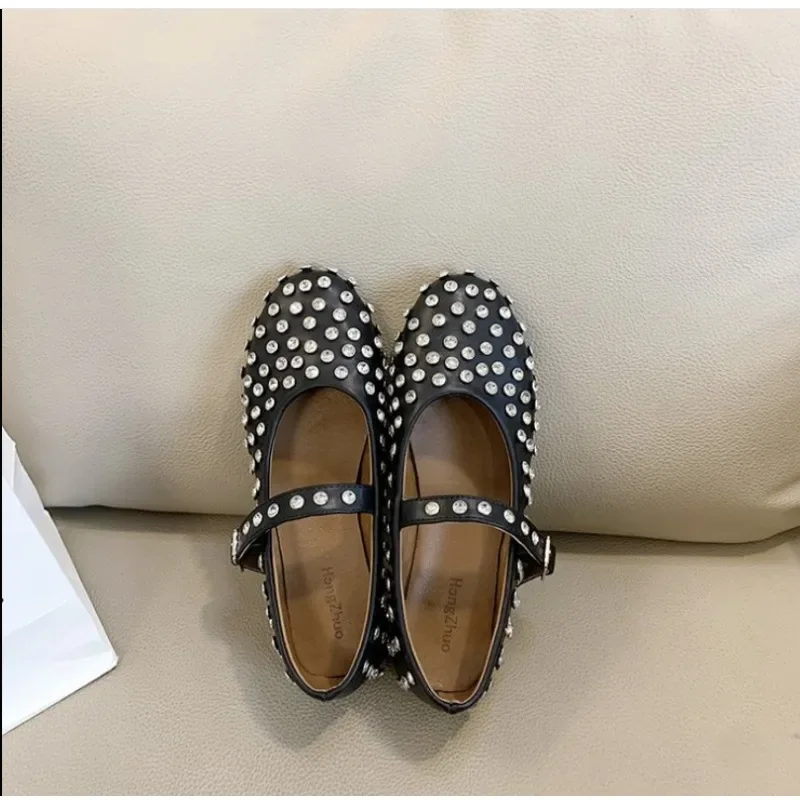 Женские балетки с ремешком и пряжкой повседневные сетчатые Туфли круглым носком