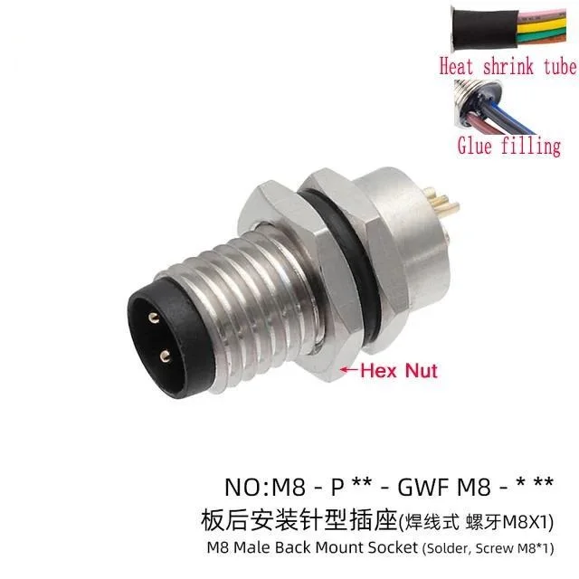 

Розетка CAZN M8 Solder Socket с проводом 30 см