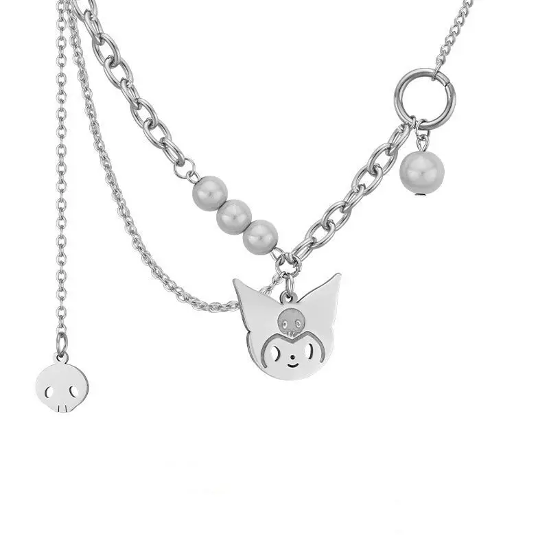 

Cartoon Kulomi Reflective Pearl Stitching Necklace Women's Summer and Autumn Light Luxury Necklace Hip-Hop Niche Sweater Chain