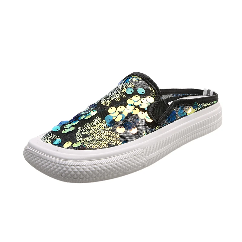 Tennis Bling Mesh Square Gold Silver Black Casual Shoes Luxury Women's Rubber Slippers Sandals Summer 2023 Comfortable Shoe