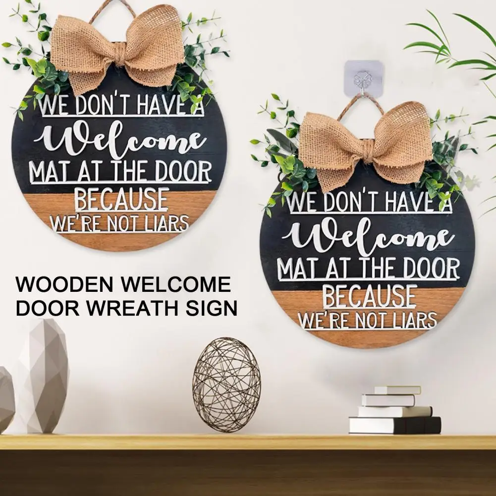 

Front Door Wreath Useful Smooth Edge Green Leaves Porch Gate Wooden Welcome Sign Party Favors Door Wreath Sign Welcome Sign