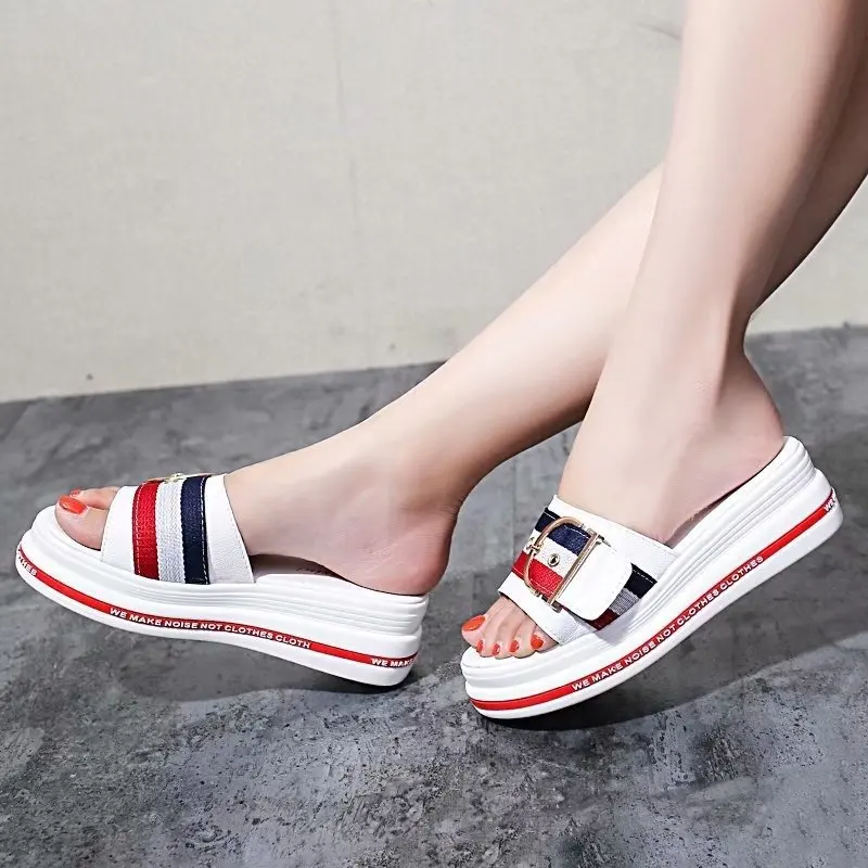 

Comemore 2022 Women Slippers Flat Shoes Woman Comfortable Female Sandals Ladies Luxury Home Platform Slides Flip Flops Summer 40