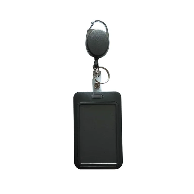 

1pc Sliding Card Cover ID Name Badge Holder Pass Bus Work Card Cover Chest Pocket Students Card Holder Badge keychain