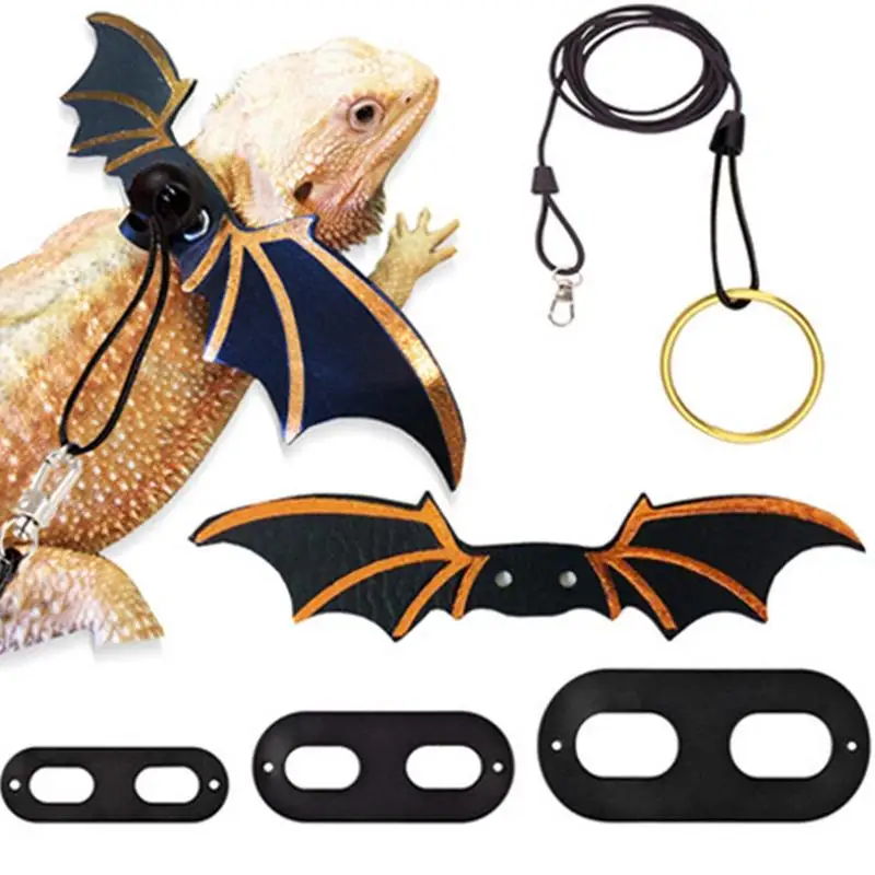 

Adjustable Bearded Dragon Leash Harness Set Wings Costume Clothes From Baby To Juvenile Iguana Gecko Chameleon Walking