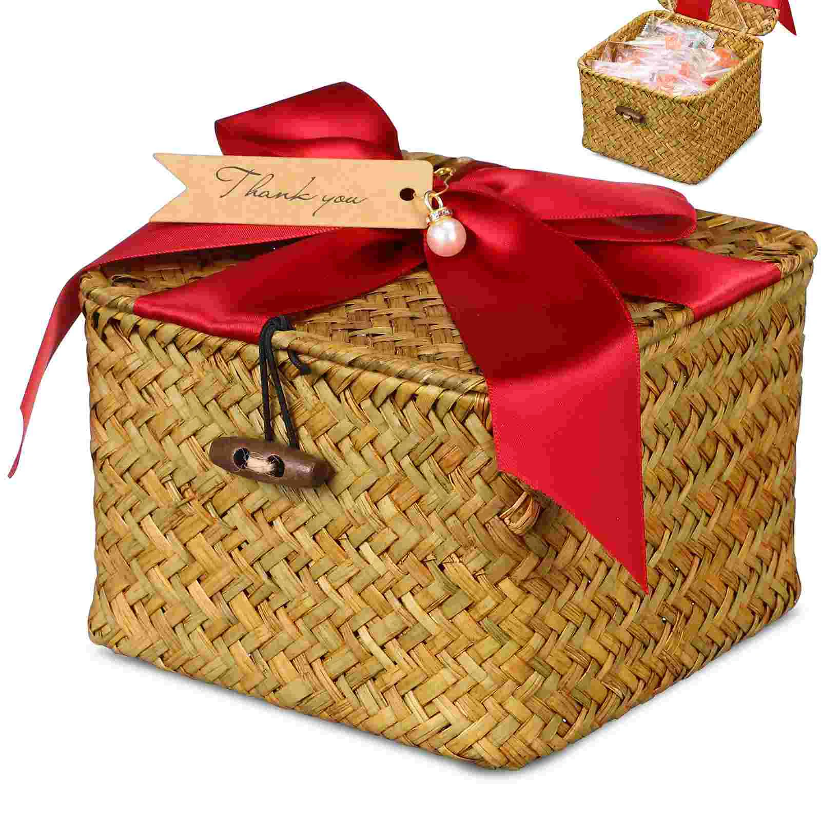 

Imikeya Seaweed Baskets Lids Woven Baskets Seagrass Storage Woven Basket Straw Desktop Rattan Storage Basket 9 Inch Hand