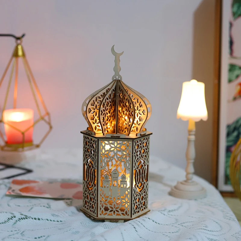 

EID Mubarak Wooden Pendant Ramadan Decoration for Home Night Light Islamic Muslim Party Decor EID Gifts Abaya AL Adha Kareem