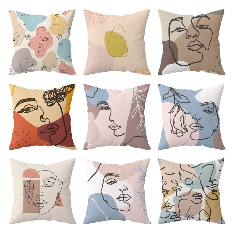

Creative Abstract Art Cushion Cover 45*45 Western Mythology Fern Face Square Pillow Case Home Decoration Throw Pillowcases