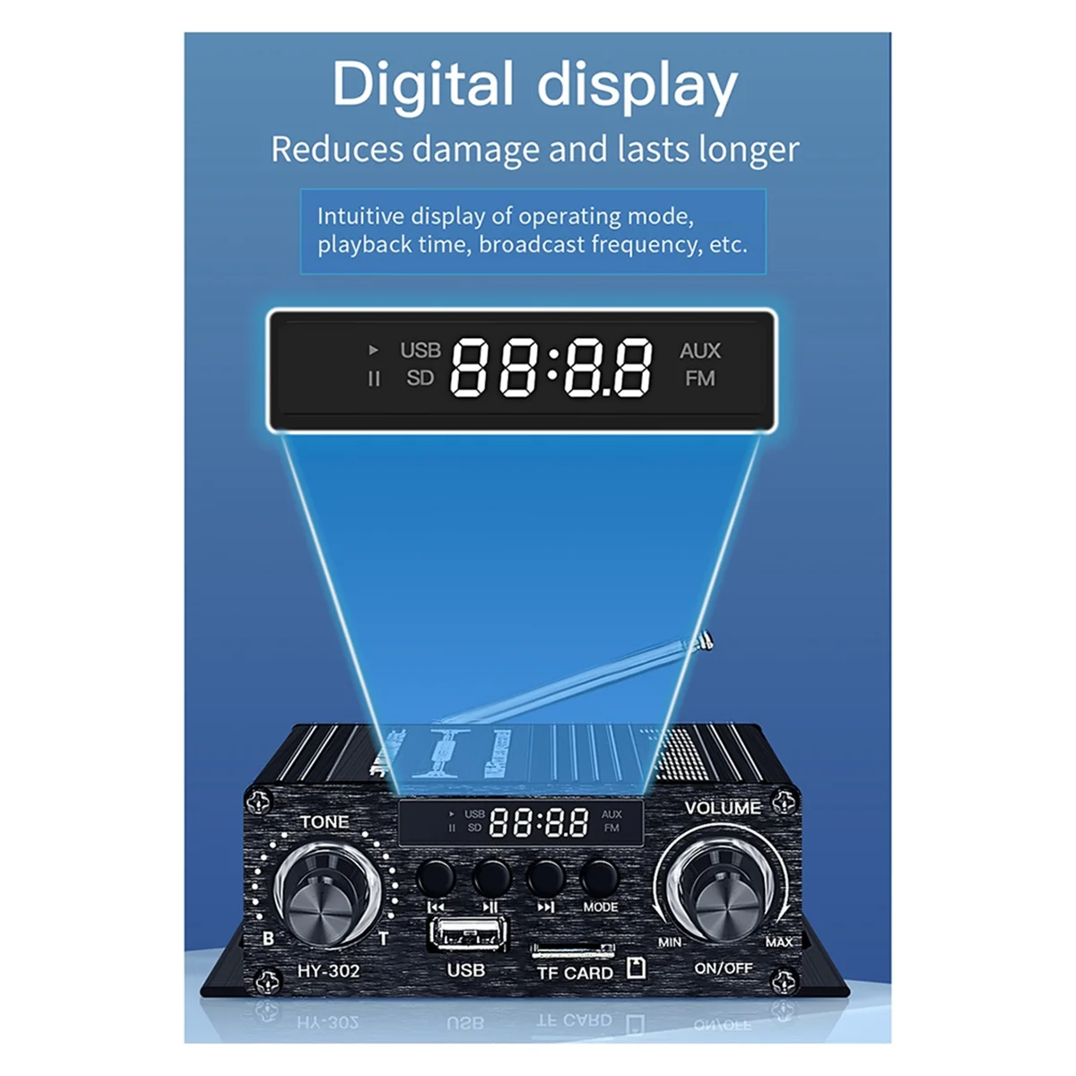 Цифровой усилитель Bluetooth 12 В для дома и автомобиля 2-канальный HIFI звуковой динамик