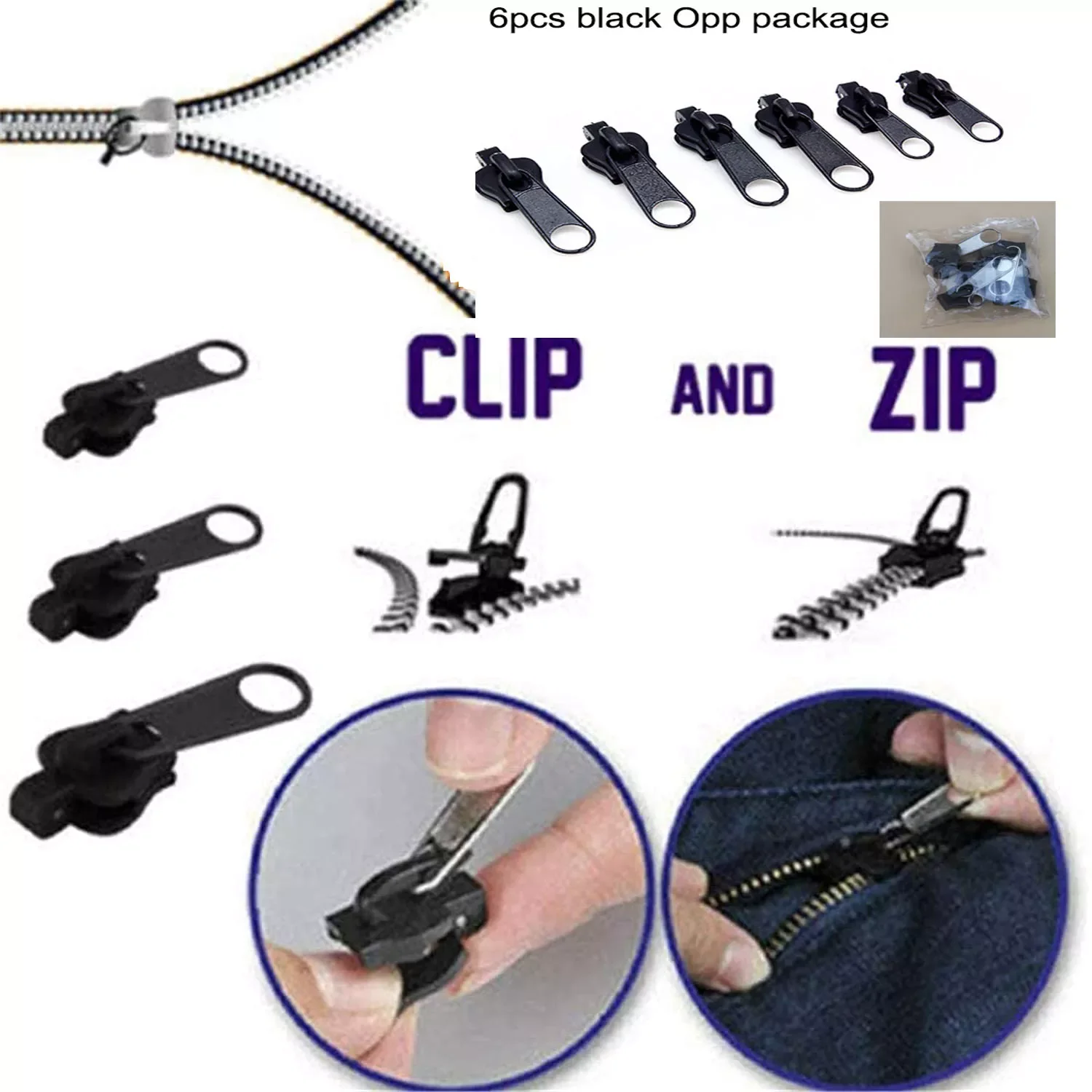 

Universal Instant Fix Zipper 3 Sizes Repair Kit Replacement Zip Slider Teeth Rescue New Design Zippers Sewing Clothes