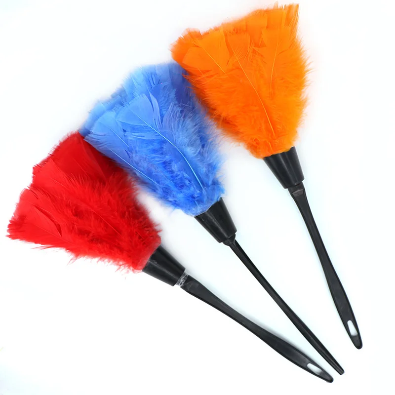 

1PC Turkey Feather Duster Colorful Anti-static Plastic Handle Cleaning Dust Car Dashboard Cleaner Portable Tools for Household