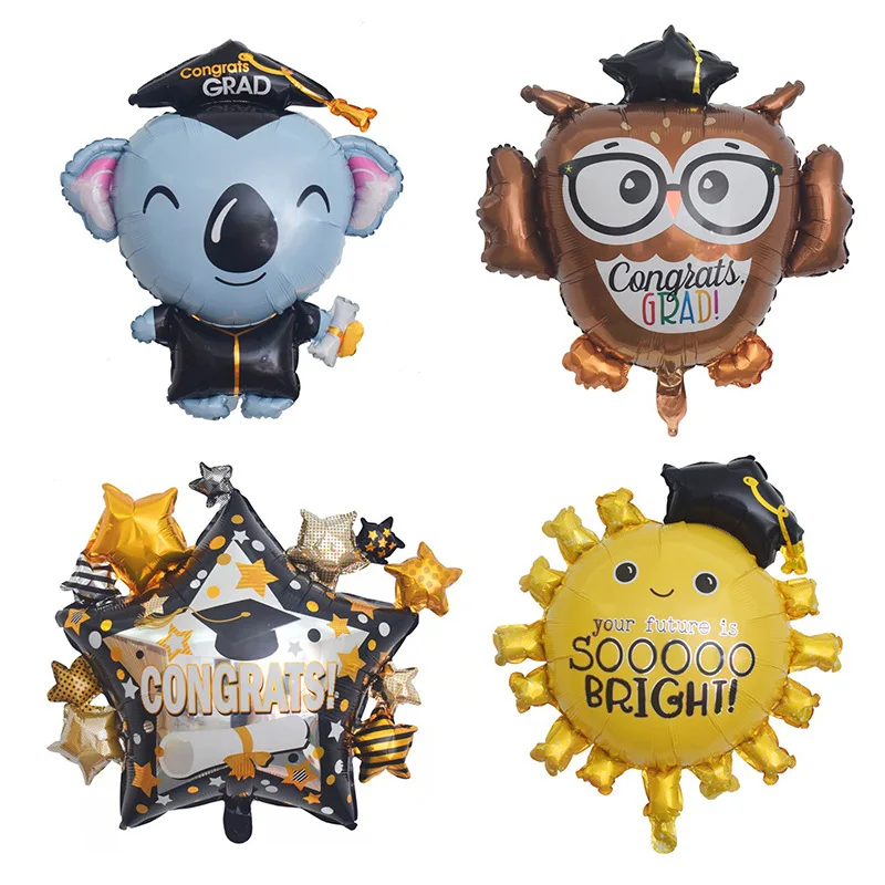 

10pcs Graduation Koala Sun Balloon 2022 Gift Helium Foil Balloon Congratulation High School Graduation Party Decorations