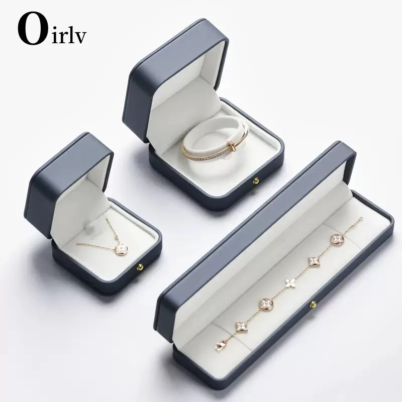

Oirlv Gorgeous Jewelry Organizer Premium Leather Ring Boxes for Wedding Necklace Storage Case Joyero Display Holder Storage Box