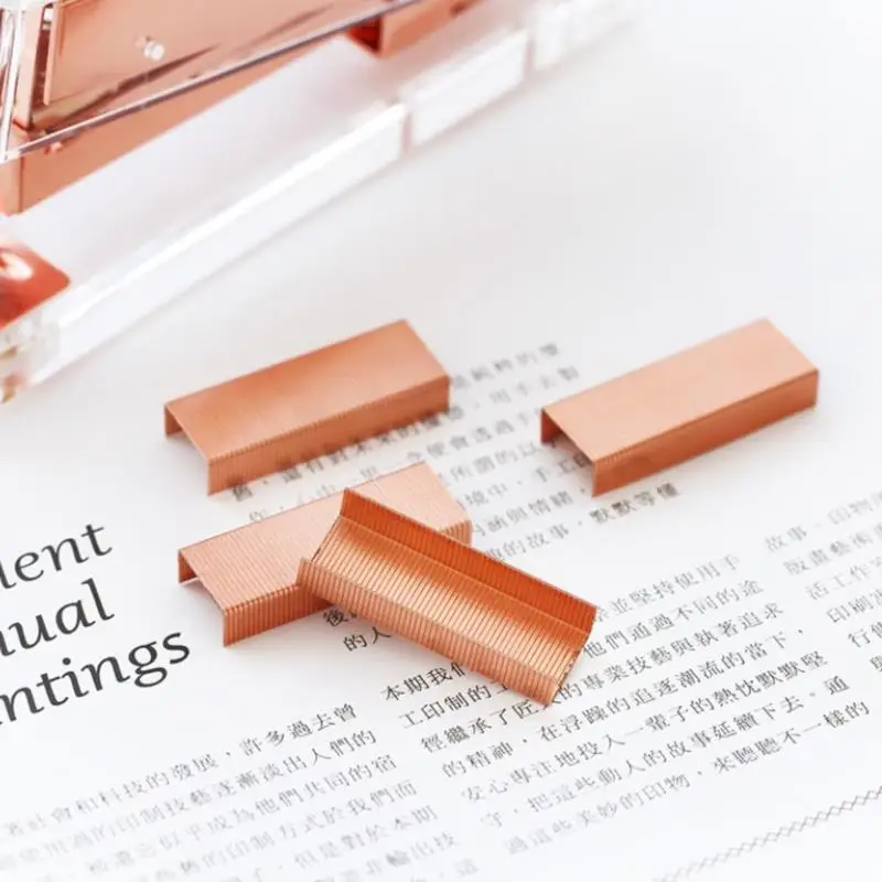 

1000Pcs Rose Gold Staples Kawaii Stationary Stitching Needle Staples Office Stationery Binding Supplies