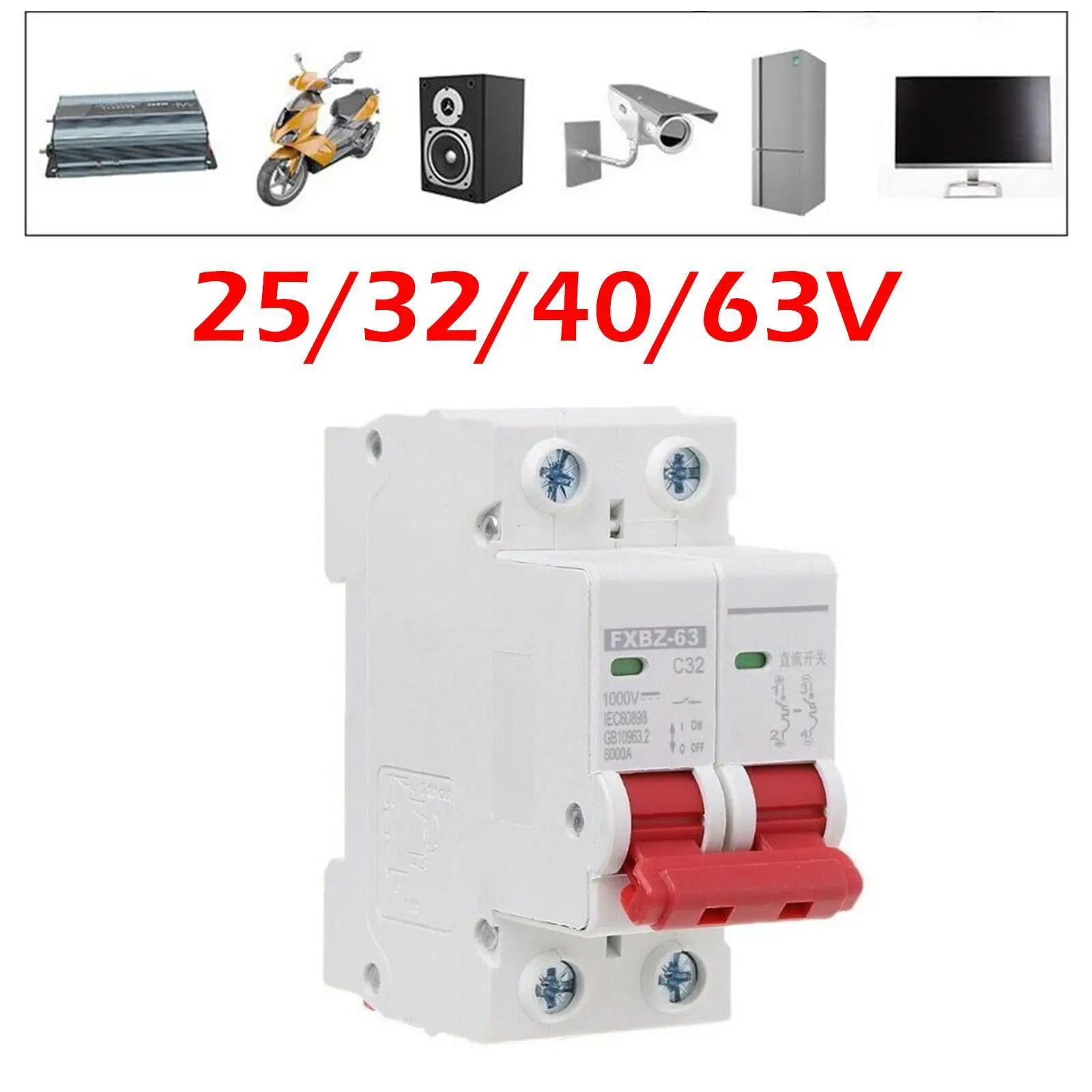 

DC 1000V Solar Mini Circuit Breaker Overload Protection DC1000V PV 2P MCB Switch Photovoltaic 6A/10A/16A/20A/25A/32A/40A/50 Y4J0