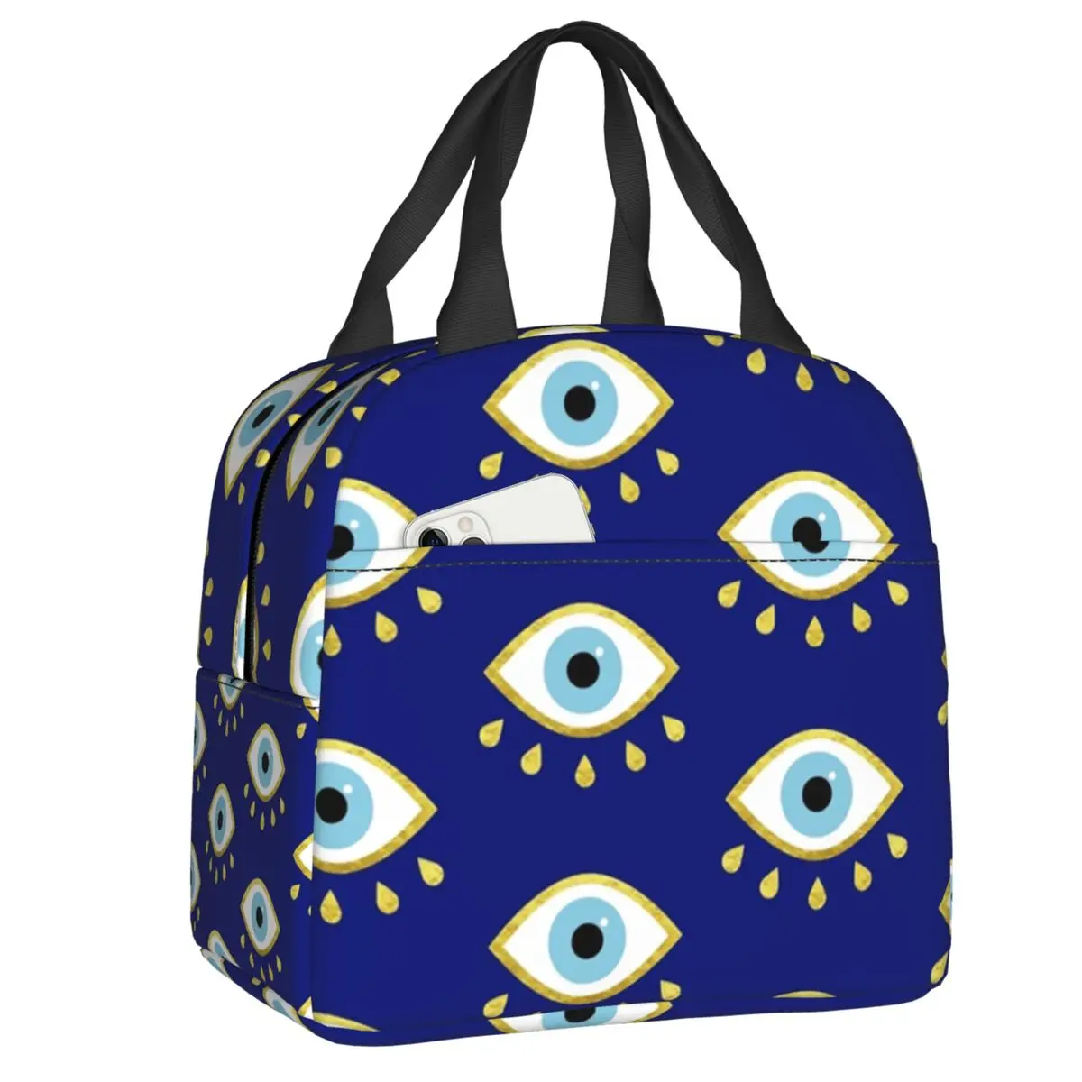 

Magic Blue Eye Talisman Thermal Insulated Lunch Bag Bohemian Amulet Portable Lunch Container for Outdoor Picnic Storage Food Box
