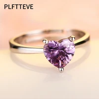 zircon heart rings for women lover silver color open adjustable engagement wedding ring female fashion jewelry anillos mujer