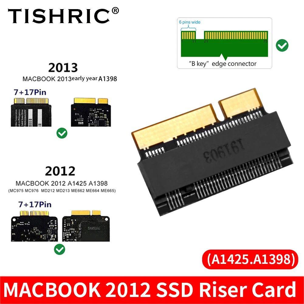 Adattatore SATA TISHRIC M.2 KEY-B per scheda Riser SSD MACBOOK 2012 con adattatore modello A1425 A1398 adatto solo per computer Apple