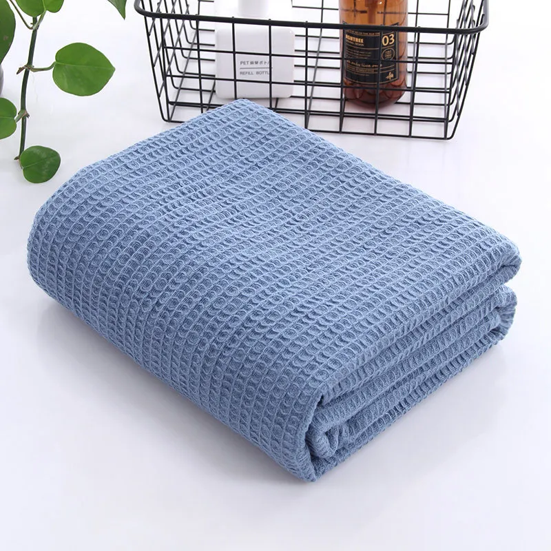

Solid Color Cotton Waffle Towel Blanket for Bed Soft Throws For Kids Teens Lightweight Bedspread Home Decor