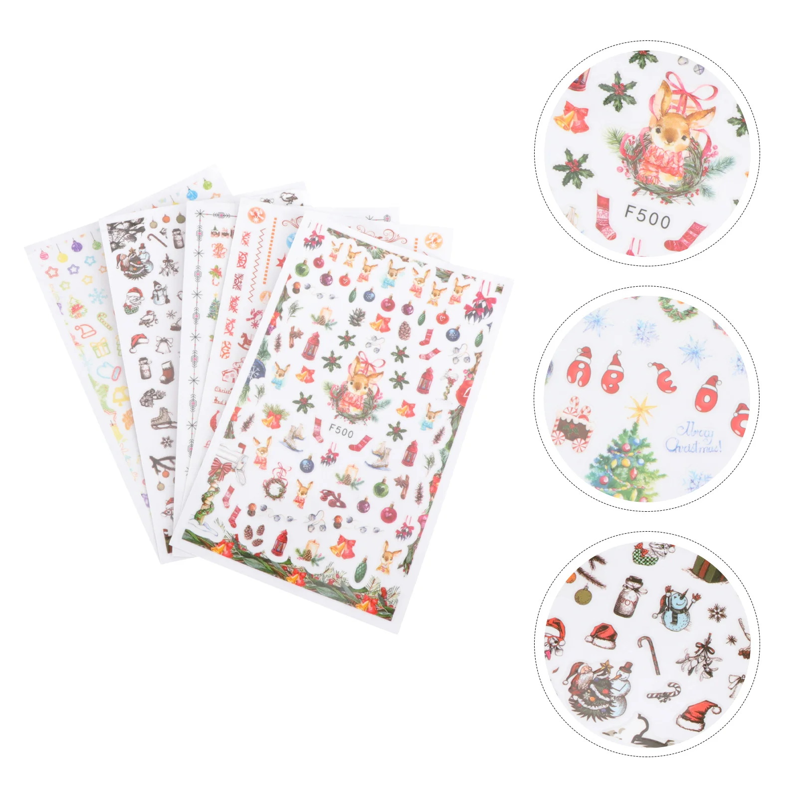 

Nail Christmas Stickers Decals Sticker Fingernailkid Appliques Santa Adhesive Tips Wraps Self Winter Glitter