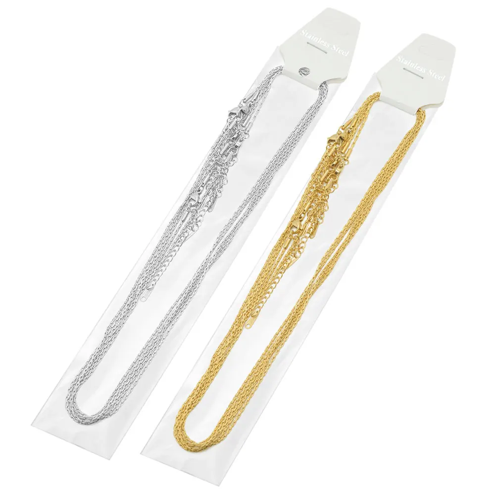 5pcs/lot Bulk Wholesale 304 Stainless Steel Oblong Chain Necklace for DIY Jewelry Making 45+5cm Box Fiago Snake Curb - купить по