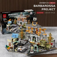 creative expert military ruin town hall barbarossa project broken architecture street view diy assembly building block model kit