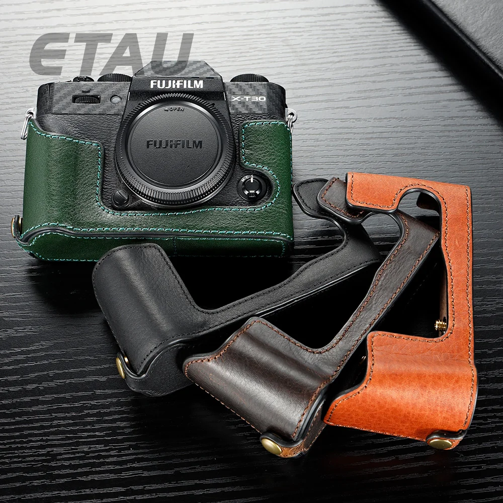 

ETAU XT30 Genuine Leather Camera Case Handle Half Bag For Fujifilm XT30 XT30 II XT10 XT20 Camera Bodysuit