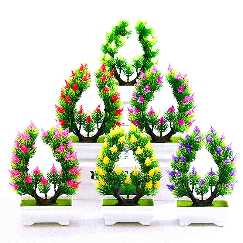 

1PC Creative Fake Artificial Plants Desk Table Ornament Flower Home Decoration Garden Simulation Plant Potted High Quality