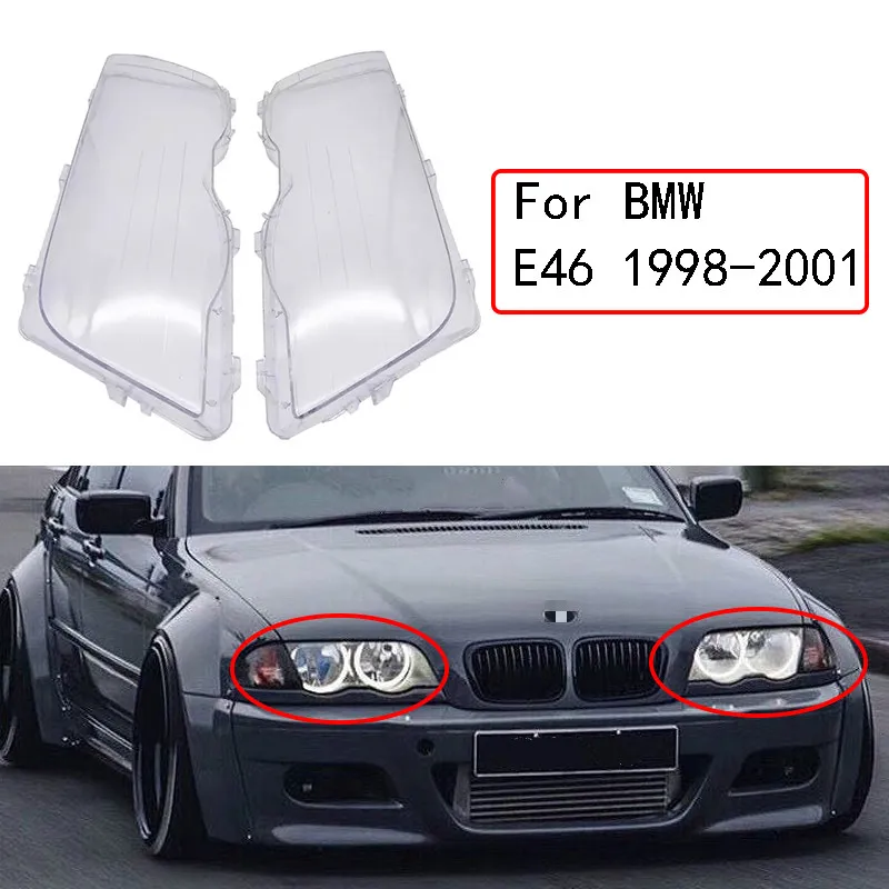 

1 Pair Car Headlight Cover Lampshade Waterproof Bright Shell Cover for BMW E46 3 Series 4 Door 1998-2001 Lamp Clear Lens Cover