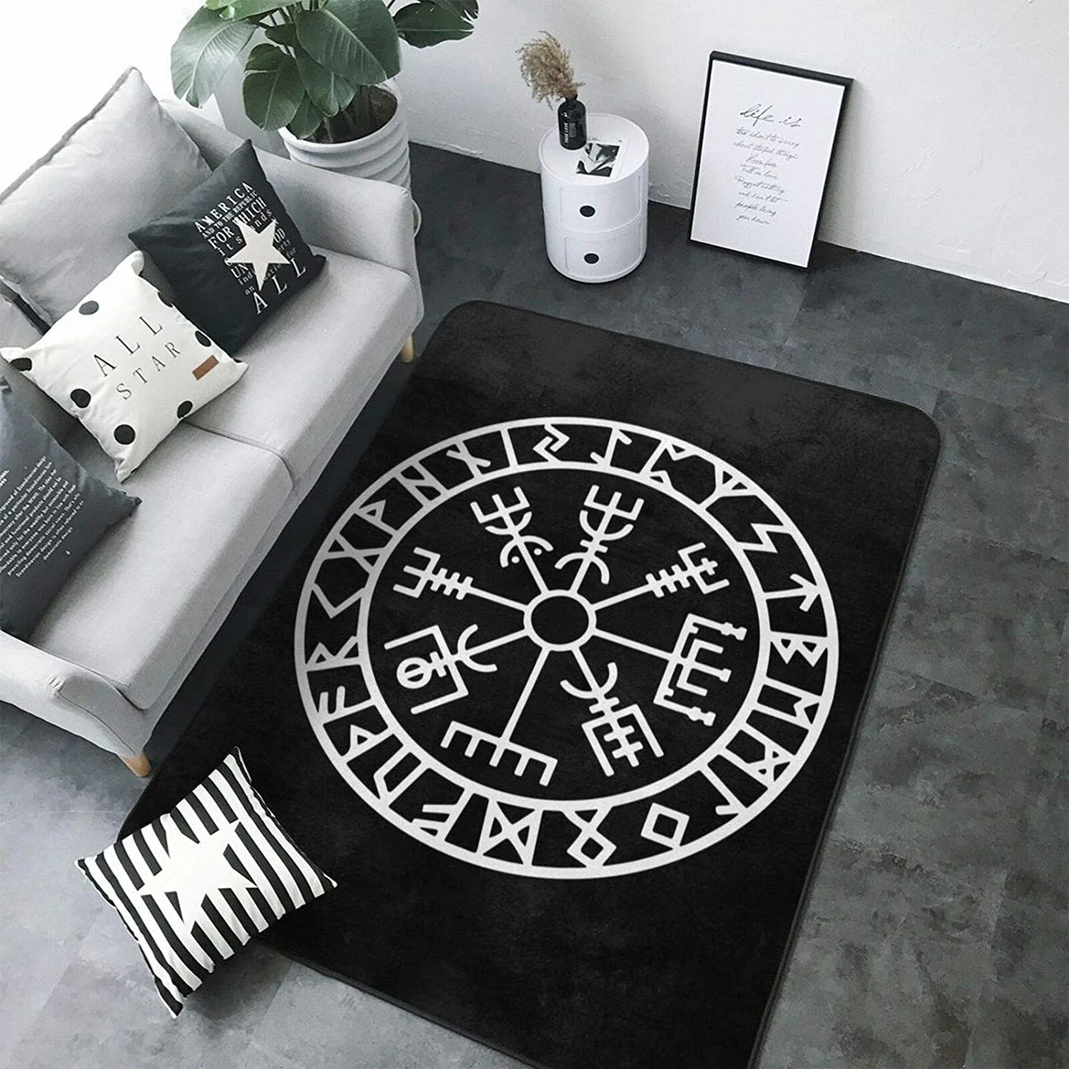 Black Celtic Viking Rug Dragons Tattoo Luxury Area Rugs Carpet Home Decoration The Us Decor Greek Eye Tree | Дом и сад