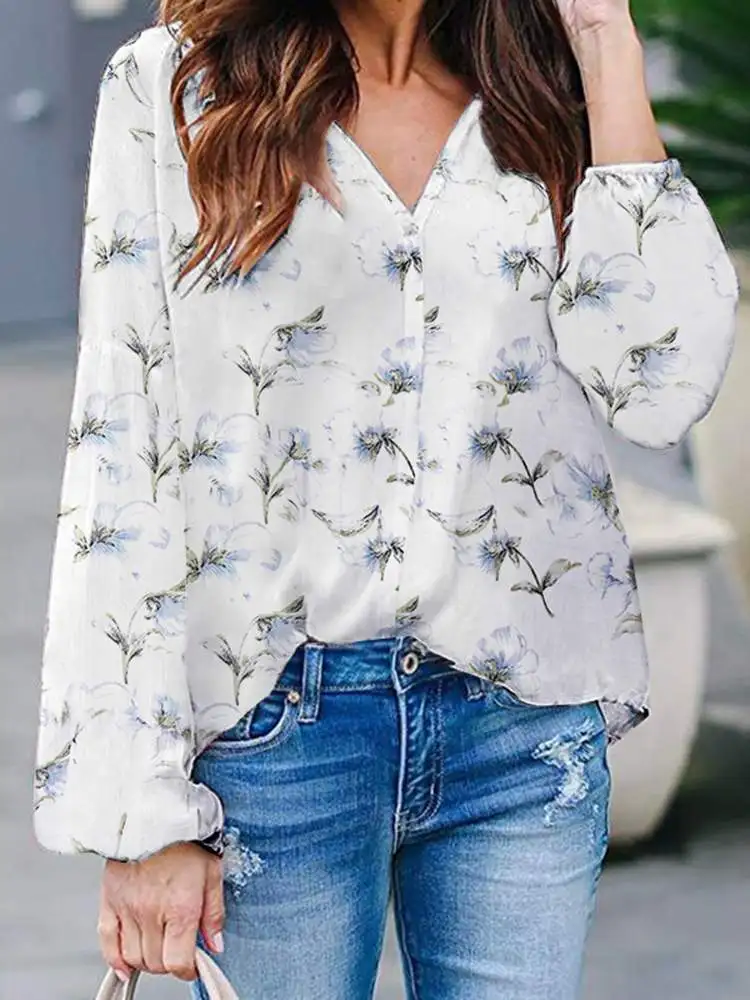 

Elegant Women Blouse Puff Sleeve ZANZEA Womens Tops And Blouses 2022 Bohemian Shirts Oversized Loose Button Up Blusas Femininas