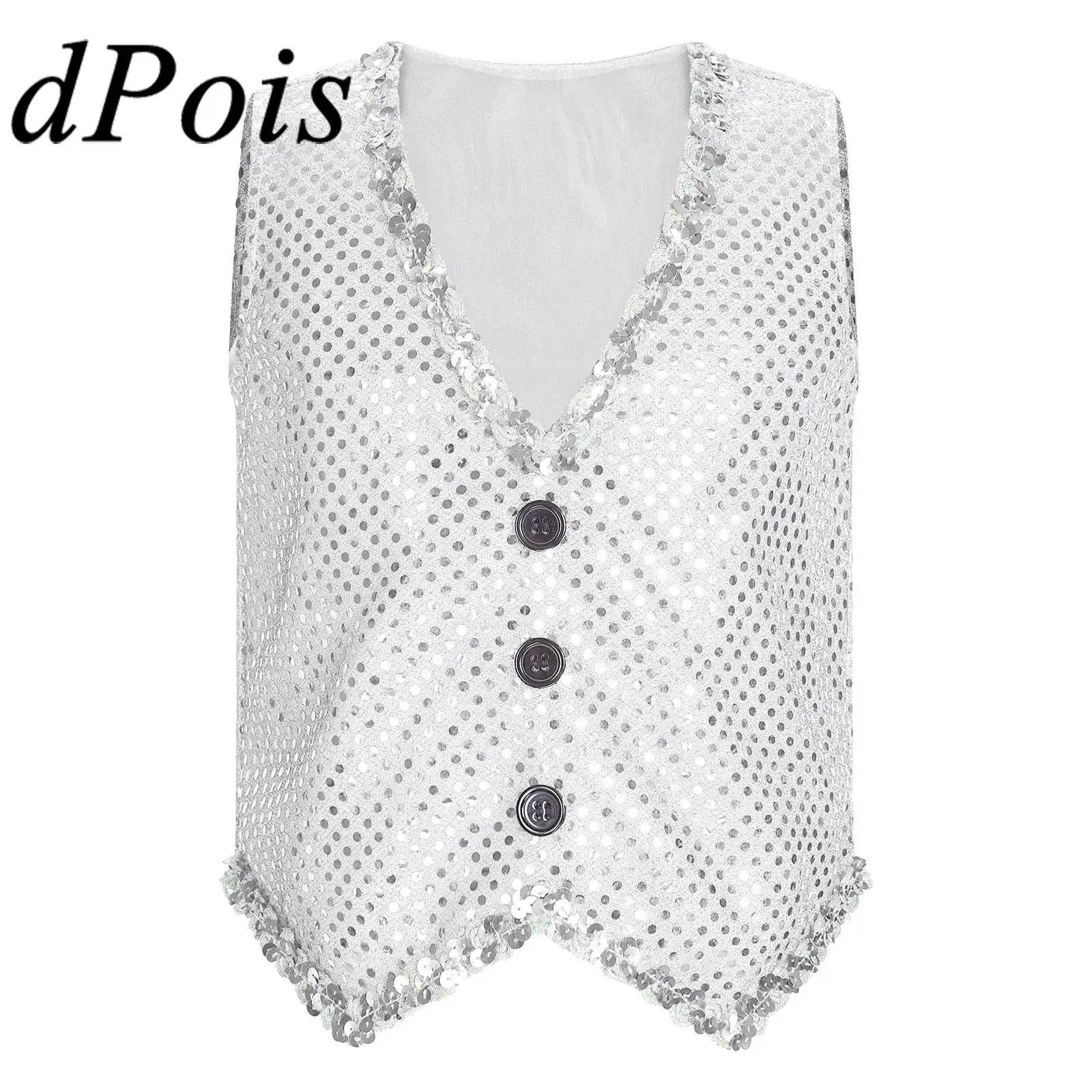 

Жилет детский с блестками для мальчиков, костюм для джазовых танцев в стиле хип-хоп, искусственный жилет для латиноамериканских танцев, одежда для выступлений на сцене и дискотеке